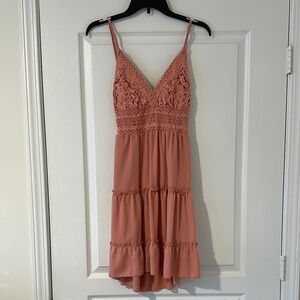 Elegant Lace Pink Dress